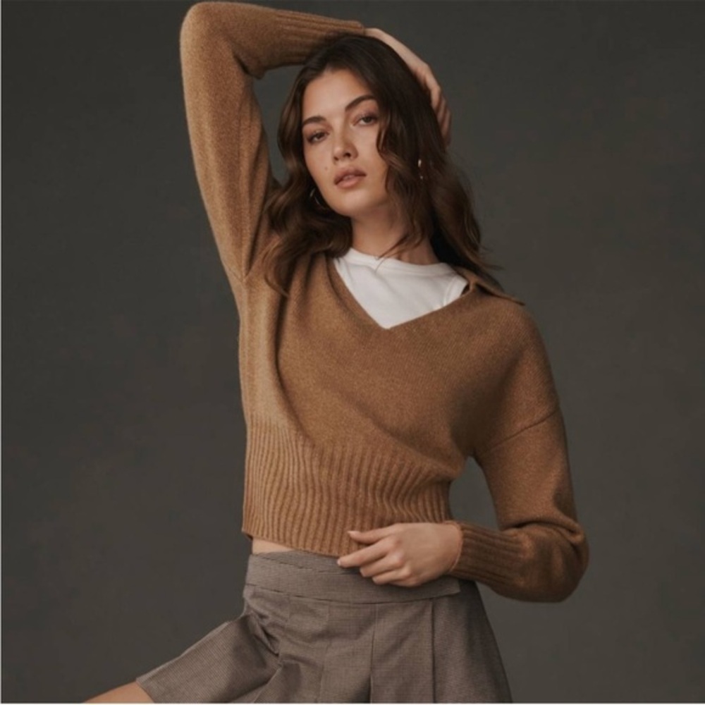 Reformation Beckie Cashmere Collared Sweater in Panko